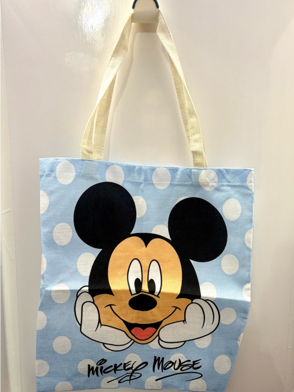 Mickey Mouse Polka Dot Tote Bag - Light Blue & Black
